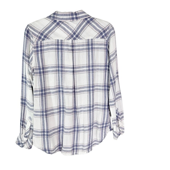 Rails Hunter White Blush Blue Patriot Plaid Button Down Flannel Shirt Size S - Picture 10 of 14